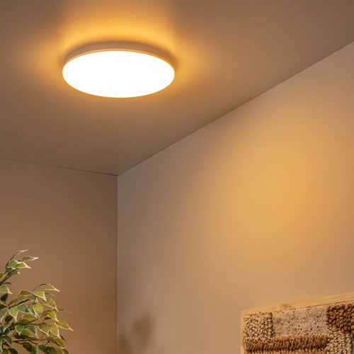 Lucide OLSON - Lámpara de techo Baño - Ø 29 cm - LED - CCT - 1x24W 3000K/6500K - IP44 - Ópalo - ambiente 1